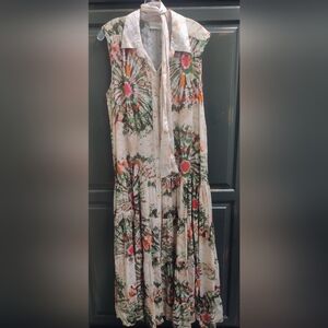 Miss June Paris Tropical Floral Button-Down Maxi Dress